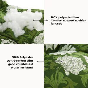 ARTPLAN Outdoor Cushions for Settee,Wicker Loveseat Cushions with Tie,Tufted Patio Cushions 2 U-Shaped Set of 5 Piece,L44xW19,Floral,Grass Green