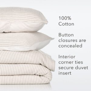 Nate Home by Nate Berkus 3-Piece Cotton Matelasse Duvet Cover Set | Lightweight Breathable Bedding from mDesign - King Size - Includes 1 Duvet Cover, 2 Pillow Shams, Pearl/Morel (Cream)