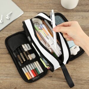 Fustylead Mom and Baby Elephants Nylon Pencil Bag Large Storage Pouch Pen Case Makeup Bag Simple Stationery Bag School College Office Organizer for Teens Boys Girls Student