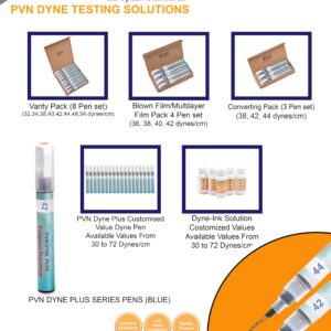 PVN Dyne Plus Pen for Surface Tension-Treatment Measurement (European Standards) Varity pack 8 Pen set (32,34,38,40,42,44,48,54 dynes) Blue