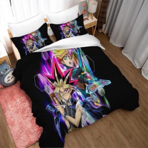 NICHIYOBI Yu Gi Anime Card Game Duvet Cover 3D Bedding Comforter Cover 3 Pcs (1 Duvet Cover +2 Pillowcases) Bedding Set (05,Queen-90x90in+20x30in*2)