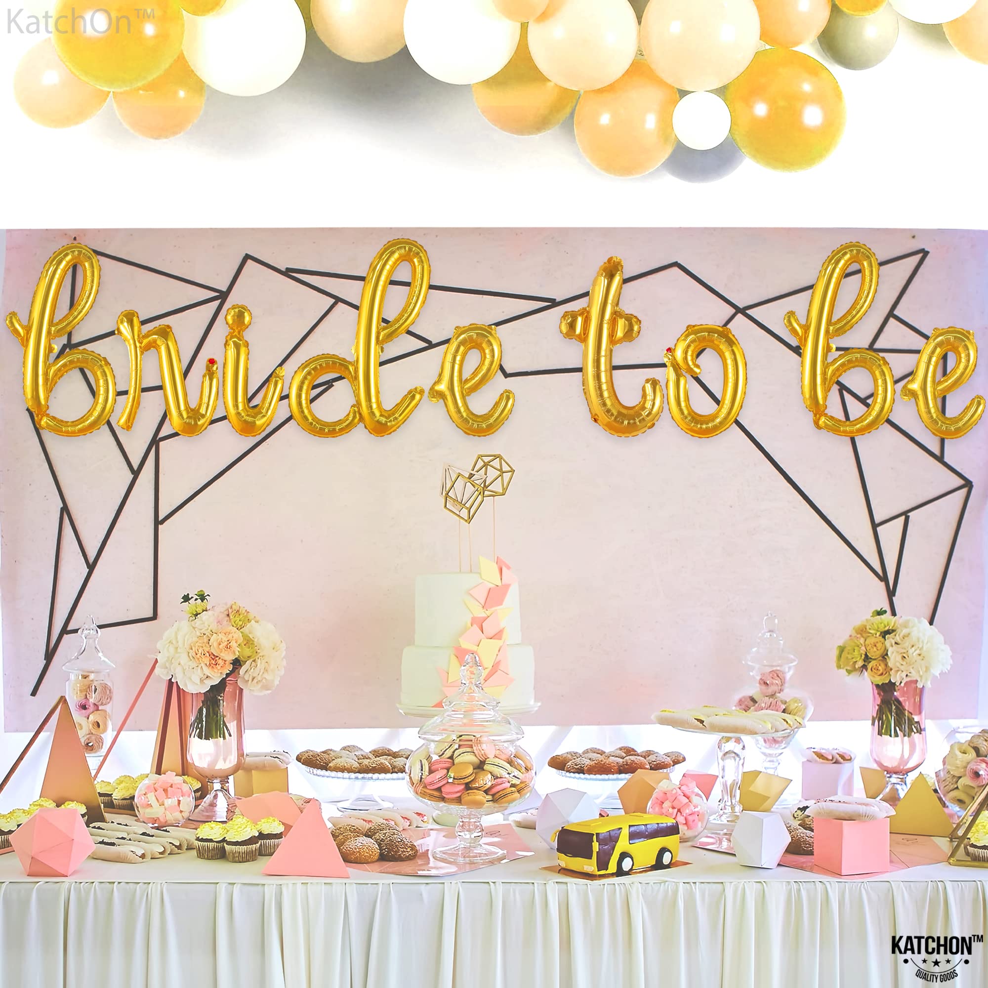 KatchOn, Gold Script Bride To Be Balloons - 16 Inch | Bridal Shower Balloons for Bachelorette Party Decorations | Bride To Be Gold Balloons for Bridal Shower Decorations | Bride To Be Decorations