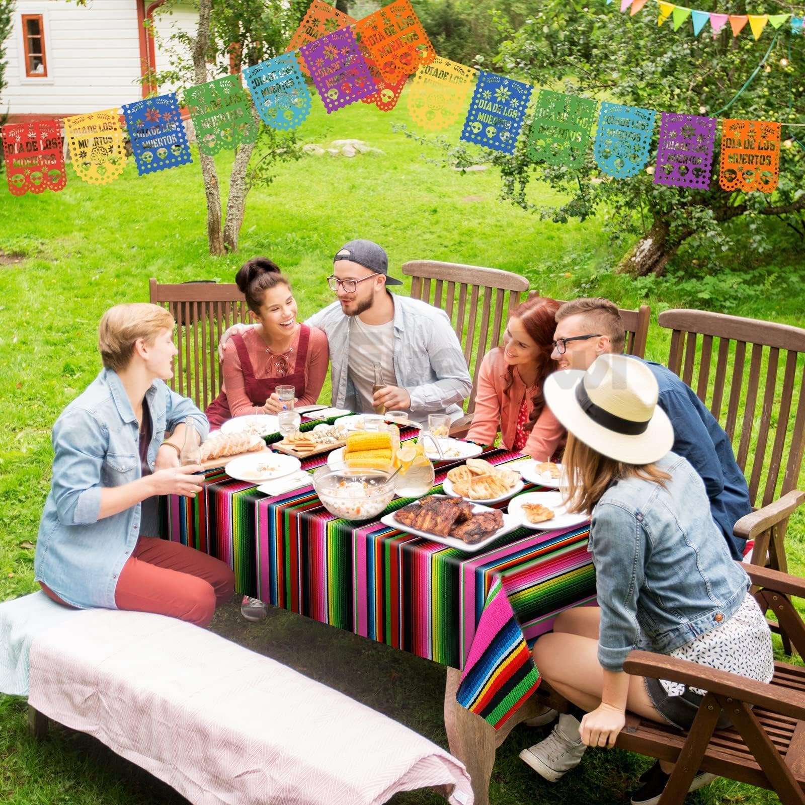 Mexican Fiesta Tablecloth Birthday Party Decorations Plastic Tablecover Mexico Disposable Table Cover Cinco De Mayo Themed Party Supplies Rectangle 54 * 108 Inch