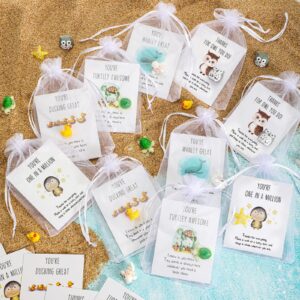 Fumete 50 Set Employee Appreciation Gifts Bulk for Coworkers Thank You Staff Gift Animal Pun Inspirational Note Cards Funny Resin Ducks Stars Whales Turtles Owls Office Gifts Pocket Favors