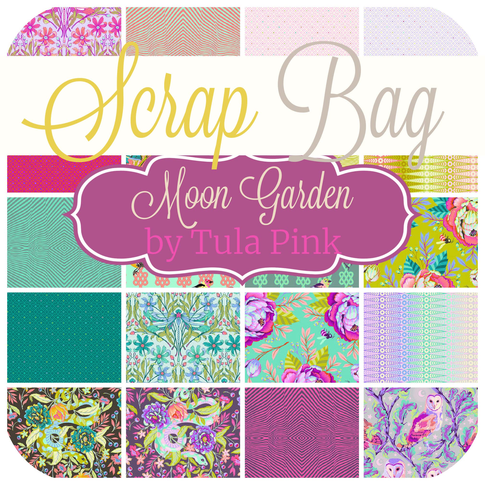 Moon Garden Scrap Bag (Approx 2 Yards) by Tula Pink for Free Spirit 2 Yards DIY Quilt Fabric