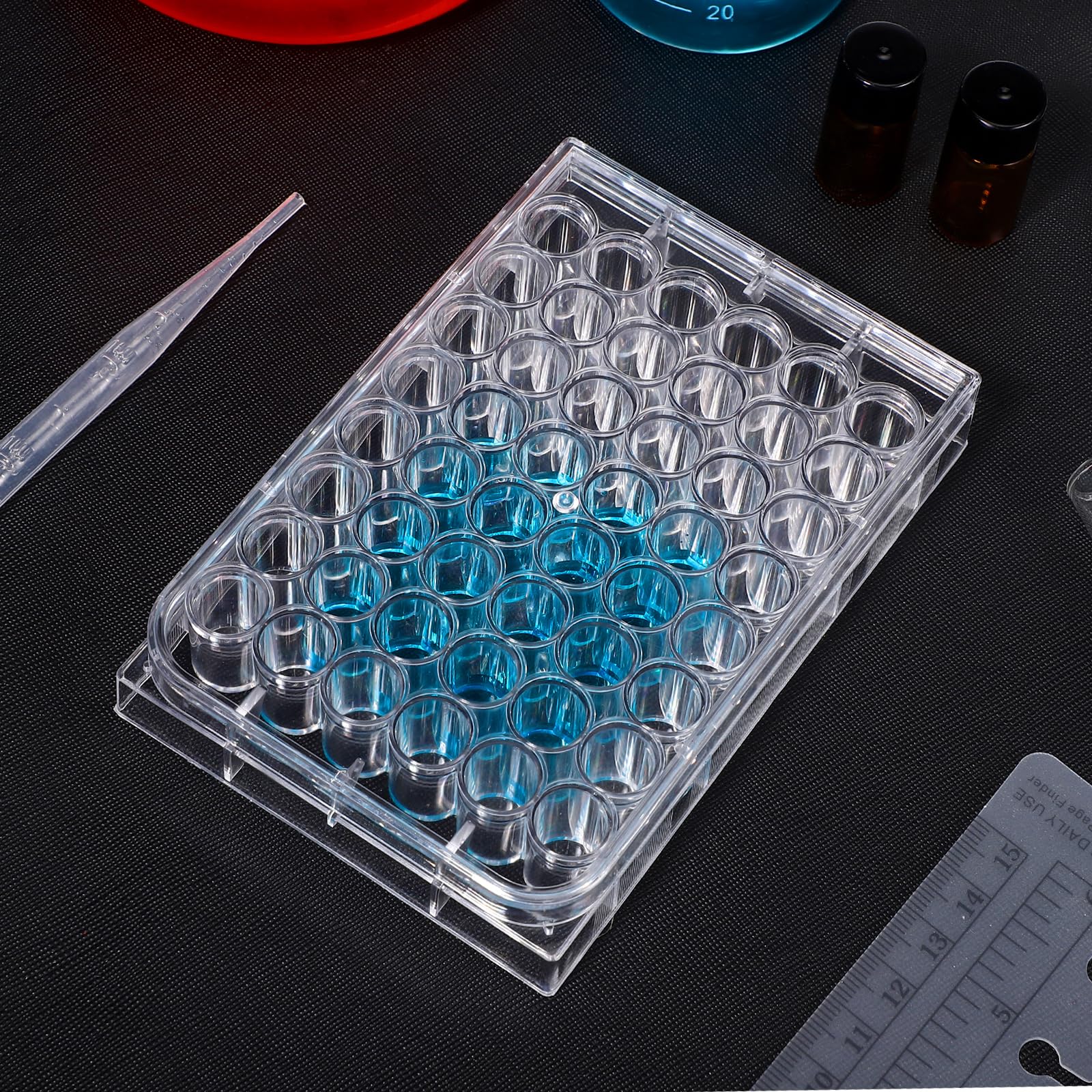 TEHAUX 48 Holes Disposable Serving Tray Pill Filler Tray Tube Rack for Lab Equipment Well Cap Ceramic Tray Tissue Culture Plate Tissue Culture Kit Tool Tray Tools Cub Ceramics