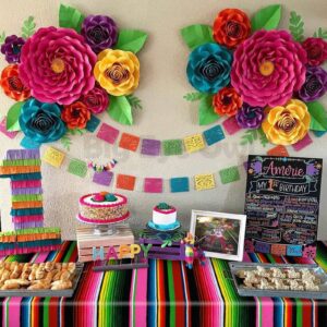 Mexican Fiesta Tablecloth Birthday Party Decorations Plastic Tablecover Mexico Disposable Table Cover Cinco De Mayo Themed Party Supplies Rectangle 54 * 108 Inch