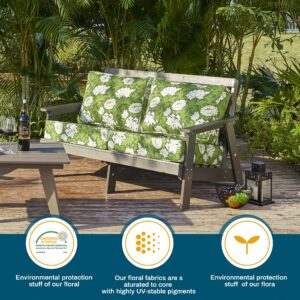 ARTPLAN Patio Chair Seat Cushion Slipercover(Cover-only No Insert) Outdoor Patio Cushion Covers Set with Tie,Zipper Colsure,Floral 20"X22"X4"(2 Pack),Green Leaf