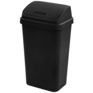 sterilite 10899004 13 gal swing top wastebasket black - pack of 4