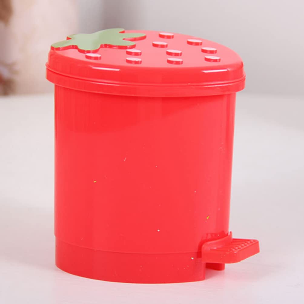 CALLARON Desktop Trash Can Bedroom Garbage Can Cutecore Countertop Trash Cans Trash Recycling Containers Kids Wastebasket Kawaii Table Top Trash Can Office Plastic Compost Bin Strawberry