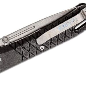 Gerber Zilch Folding Knife 3.1" Stonewashed Drop Point Plain Blade, Black GRN Handles