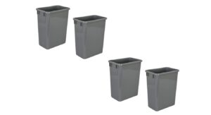 hardware resources plastic trash can - indoor garbage bin for kitchen, home, office & commercial use - large waste disposal tub, can-35gry plastic waste container- 35-quart (8.75-gallon), grey, 4 pcs