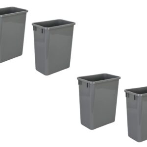 Hardware Resources Plastic Trash Can - Indoor Garbage Bin for Kitchen, Home, Office & Commercial Use - Large Waste Disposal Tub, CAN-35GRY Plastic Waste Container- 35-Quart (8.75-Gallon), Grey, 4 PCS