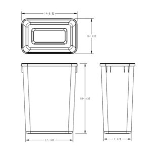 Hardware Resources Plastic Trash Can - Indoor Garbage Bin for Kitchen, Home, Office & Commercial Use - Large Waste Disposal Tub, CAN-35GRY Plastic Waste Container- 35-Quart (8.75-Gallon), Grey, 4 PCS