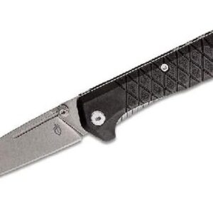 Gerber Zilch Folding Knife 3.1" Stonewashed Drop Point Plain Blade, Black GRN Handles