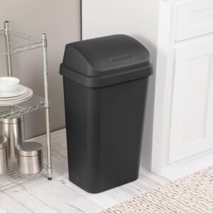 Sterilite 10759006 Kitchen Wastebasket, Swing Top, Black, 11-Gal. - Quantity 6