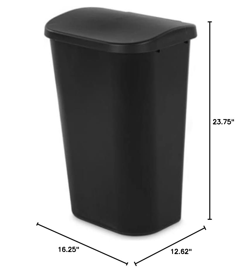 Sterilite 10759006 Kitchen Wastebasket, Swing Top, Black, 11-Gal. - Quantity 6