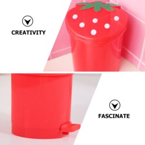 CALLARON Desktop Trash Can Bedroom Garbage Can Cutecore Countertop Trash Cans Trash Recycling Containers Kids Wastebasket Kawaii Table Top Trash Can Office Plastic Compost Bin Strawberry