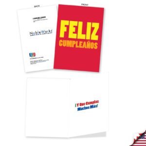 NobleWorks Assortment Pack of 3 Spanish Language Birthday Greeting Cards with Envelopes (3 Designs, 1 Each), Feliz Cumpleaños, Fiesta Time VC10236BDG-C1x3-SL