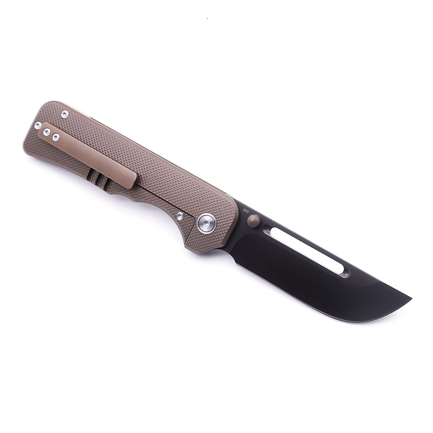 AMEIGHT KNIVES Elgar Folding Knife 3.5" Black PVD S90V Blade Bronze Anodized Titanium Handle Pocket Knife AM8-004BN