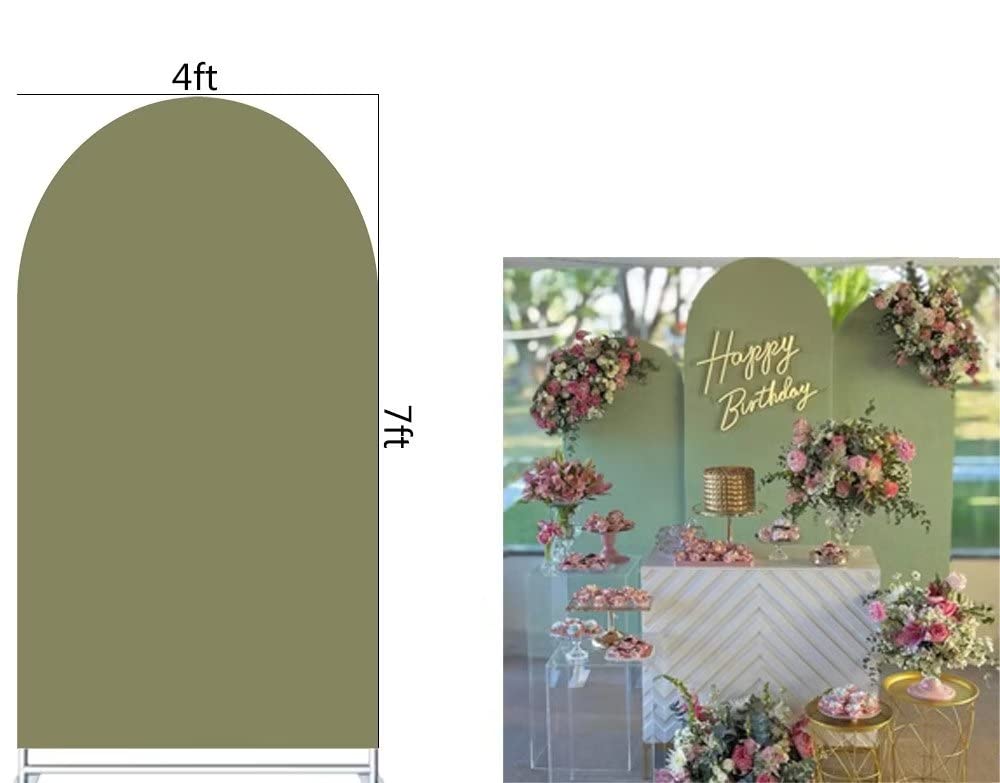 Ittsmnt Arch Backdrop Covers Forest Jungel Green Solid Arched Stretchy Photography Wall Background for Parties Baby Bridal Shower Birthday Wedding Prom Party