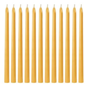 12 pack taper beeswax candles 12 inch - handcrafted, dripless, and 10 hours long burning beeswax candles for elegant dining, relaxing, and celebrating - set the mood with natural beeswax candles