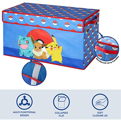 Idea Nuova Pokemon Collapsible Toy Storage Trunk, Durable with Soft Lid, 28.5"x14.5"x16"