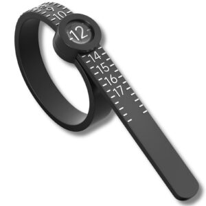 ring sizer 1-17 reidea measuring tool with magnified glass, reusable finger size gauge jewelry sizing tool usa rings size (black sizer silver scale)