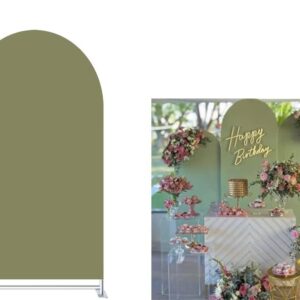 Ittsmnt Arch Backdrop Covers Forest Jungel Green Solid Arched Stretchy Photography Wall Background for Parties Baby Bridal Shower Birthday Wedding Prom Party