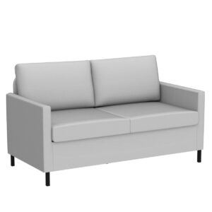 AILEEKISS 51" W Loveseat Sofa Modern Upholstered Sofas Couch with 2 Pillows Linen Fabric Love Seats Couches for Living Room, Bedroom, Apartment and Small Space (Light Grey)