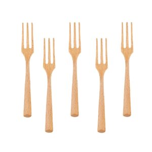 Wood Forks,AYFDISHS 5 Pieces Reusable Wooden Fork for Eating,7.5Inch Japanese Wood Salad Dinner Forks,Eco-friendly Wooden Flatware Set for Cooking, Dessert, Fruits, Salad