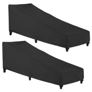 sunpatio chaise lounge cover outdoor waterproof, 2 pack patio lounge chair covers with windproof buckle straps, uv & rip & fade resistant, all weather protection, 80w x 30d x 26h inch, black