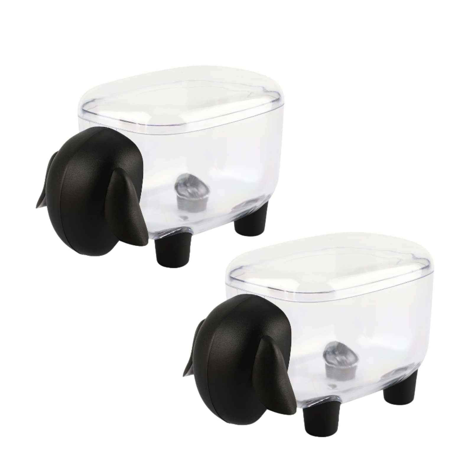 Cute Qtip Holder Dispenser, 2Pcs Cartoon Sheep Shape Cotton Swab Storage Box Cotton Balls Holder Bathroom Vanity Storage Canister(Black)