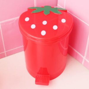 CALLARON Desktop Trash Can Bedroom Garbage Can Cutecore Countertop Trash Cans Trash Recycling Containers Kids Wastebasket Kawaii Table Top Trash Can Office Plastic Compost Bin Strawberry