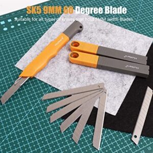 MulWark 100PC 9MM Snap Off 60 Degree Utility Knife Replacement Blades, Multi-Purpose Sharp Precision Box Cutter Blade for Universal Retractable Cutting Knives