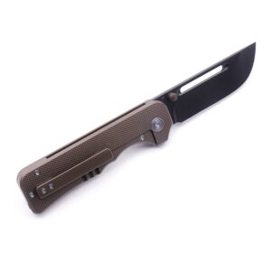 AMEIGHT KNIVES Elgar Folding Knife 3.5" Black PVD S90V Blade Bronze Anodized Titanium Handle Pocket Knife AM8-004BN