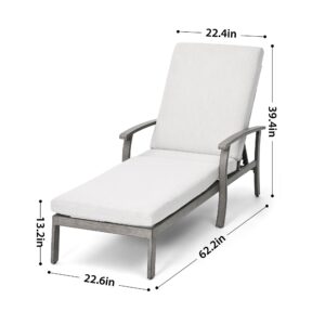 HAPPATIO Aluminum Patio Chaise Lounge, Aluminum Patio Lounge Chair, Pool Lounge Chair with Cushion, Outdoor Chaise Lounge Chair for Patio Deck Poolside (Gray)