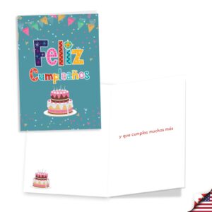 NobleWorks Assortment Pack of 3 Spanish Language Birthday Greeting Cards with Envelopes (3 Designs, 1 Each), Feliz Cumpleaños, Fiesta Time VC10236BDG-C1x3-SL