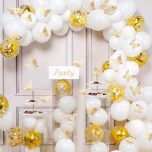 72 pcs 3D Butterfly Wall Decor Stickers, Gold Butterfly Party Decorations Butterfly Wall Decals Butterfly Bedroom Classroom Wedding Cake Balloon Baby Shower Decor Aesthetic for Girl,4 Styles 3 Sizes