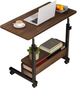 small standing desk adjustable height,rolling computer desk,mobile standing desk with wheels,portable stand up desk,tall computer table,adjustable desktop sit stand desk,size 31.5x15.7 inch brown b