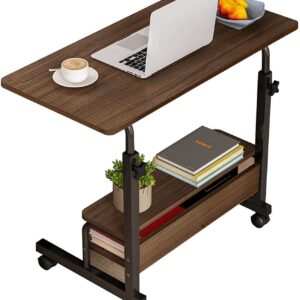 Small Standing Desk Adjustable Height,Rolling Computer Desk,Mobile Standing Desk with Wheels,Portable Stand Up Desk,Tall Computer Table,Adjustable Desktop Sit Stand Desk,Size 31.5x15.7 Inch Brown B