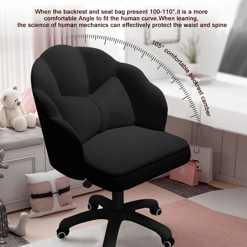 Home Office Desk Butterfly Chair with Mid-Back Upholstered Modern Tufted Computer Task Chair Swivel Height Adjustable Velvet Accent Chair………