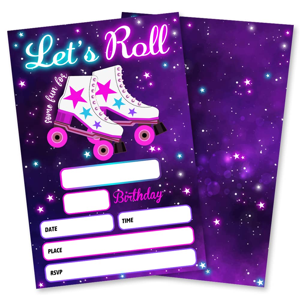 Grace Yonks Roller Skating Party Invitation, Roller Skating Birthday Invitation, 20 Invitations and Envelopes, Birthday party Invitations, Birthday Party Supplies.(072)