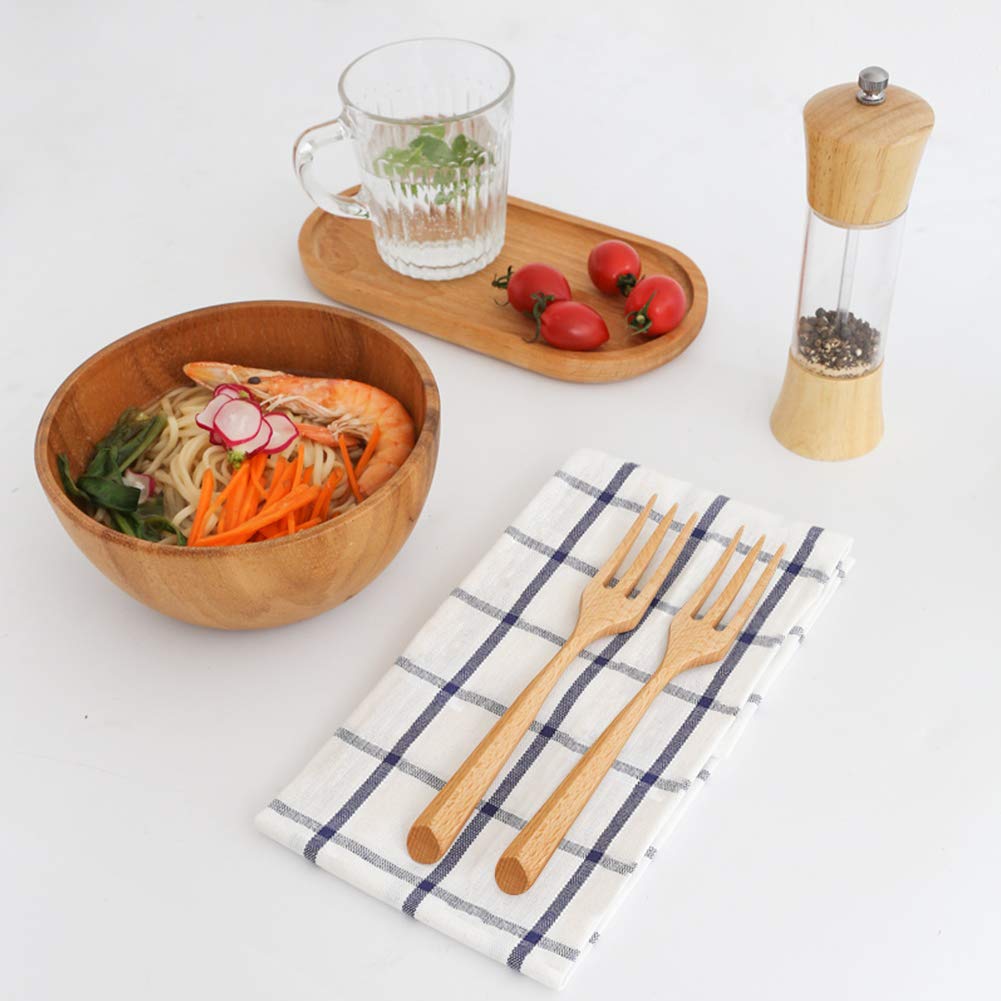 Wood Forks,AYFDISHS 5 Pieces Reusable Wooden Fork for Eating,7.5Inch Japanese Wood Salad Dinner Forks,Eco-friendly Wooden Flatware Set for Cooking, Dessert, Fruits, Salad