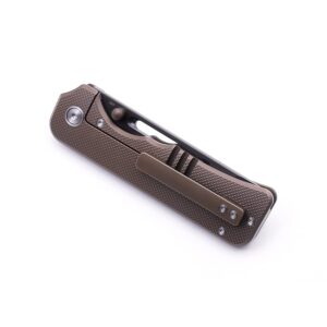 AMEIGHT KNIVES Elgar Folding Knife 3.5" Black PVD S90V Blade Bronze Anodized Titanium Handle Pocket Knife AM8-004BN