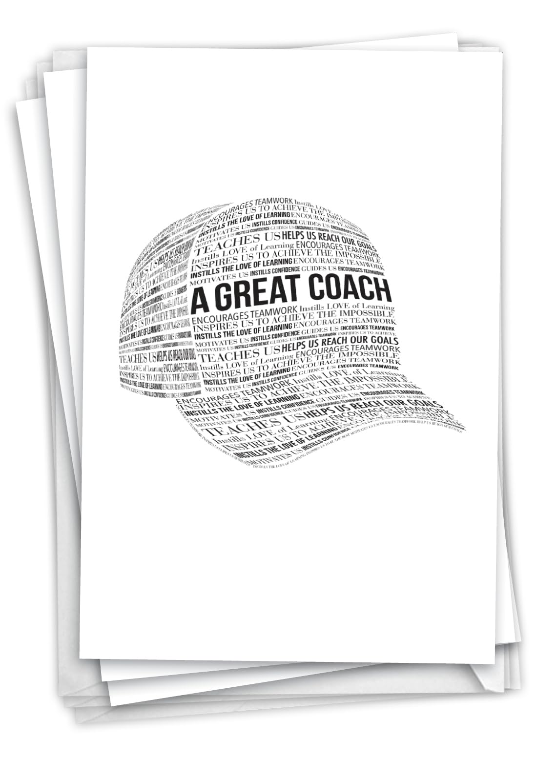 NobleWorks - Bulk Pack of 3 Team Coach Thank You Greeting Cards with Envelopes (1 Design, 3 Each) Sports Teacher Notecards, A Great Coach C6767TYG-US-C3x1