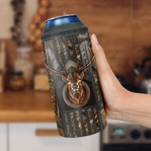 winorax Deer Hunting Tumbler 4-in-1 Can Cooler Hunter Gifts For Men Hunters Stainless Steel 16oz Thermos Insulated Tumblers Travel Coffee Mug Cup With Lid Cups Gift For Men Women Dad Papa