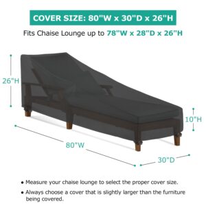 SunPatio Chaise Lounge Cover Outdoor Waterproof, 2 Pack Patio Lounge Chair Covers with Windproof Buckle Straps, UV & Rip & Fade Resistant, All Weather Protection, 80W x 30D x 26H inch, Black