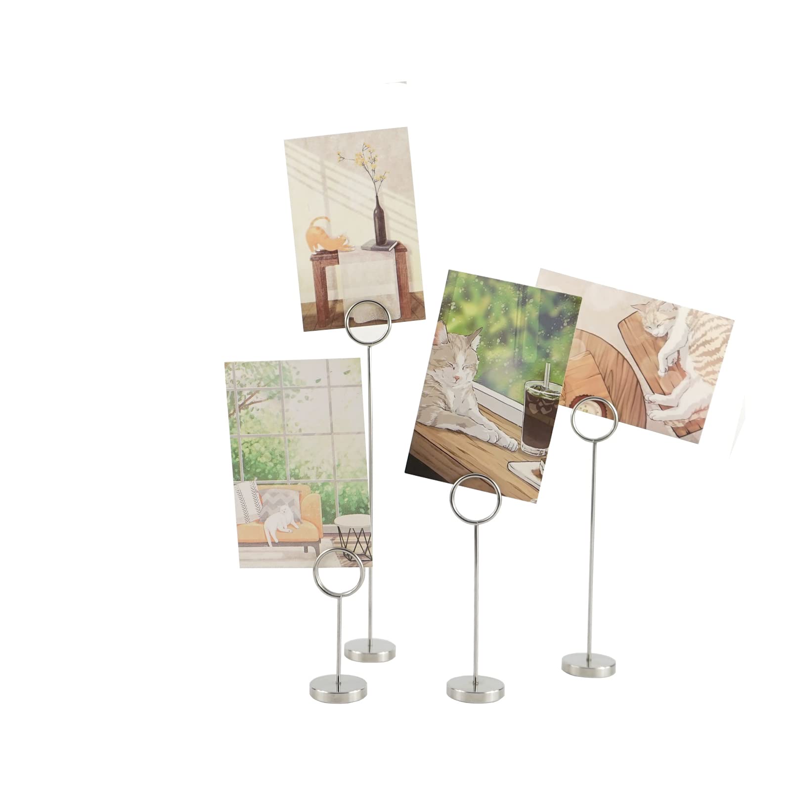 4pcs Table Number Holders Photo Holder Desk Stands for Christmas Wedding Cards, Office Gift Cards, Table Sign, Food Signs, Picture Display (3.9", 5.9", 7.9", 9.8")