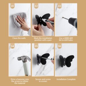 3 Pack Butterfly Shape Hooks, Stainless Steel Single Hook Decorative Wall Hooks Towel Coat Hooks | Cap Hooks | Key Hooks Holder Wall Mounted Hooks Storage Hanger for Home Bathroom Kitchen Office